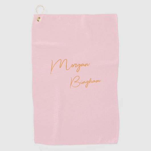 Minimalistisch monogram schrift roze golfhanddoek (Voorkant)
