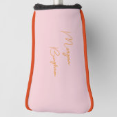 Minimalistisch monogram schrift roze golfheadcover (Draai 90)