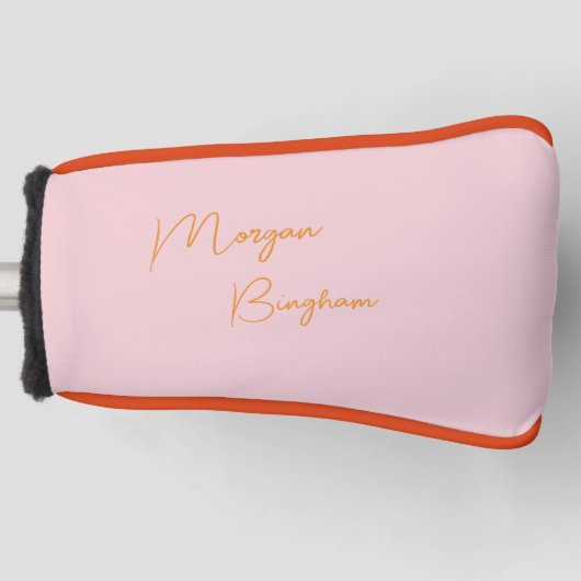 Minimalistisch monogram schrift roze golfheadcover (Voorkant)