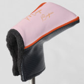 Minimalistisch monogram schrift roze golfheadcover (3/4 voorkant)