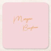Minimalistisch monogram schrift roze kartonnen onderzetters (Voorkant)