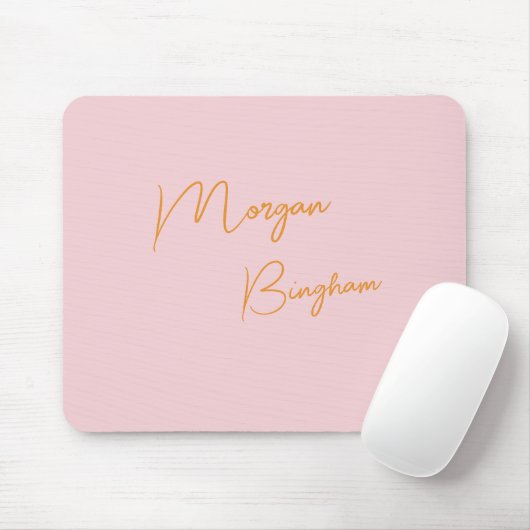 Minimalistisch monogram schrift roze muismat (Met muis)