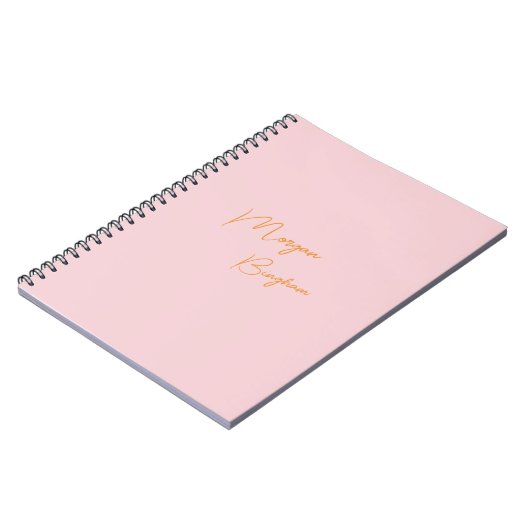 Minimalistisch monogram schrift roze notitieboek (Linkerzijde)
