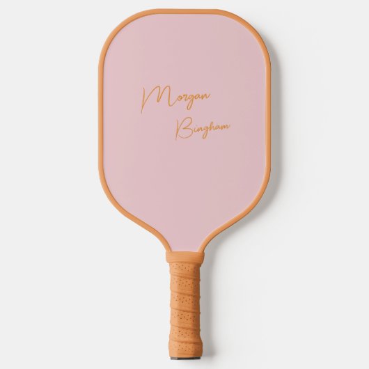 Minimalistisch monogram schrift roze pickleball paddle (Voorkant)