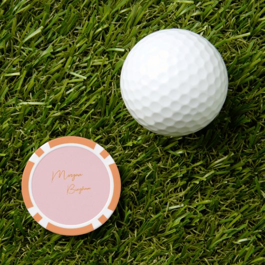 Minimalistisch monogram schrift roze poker chips (Golfbal Marker)