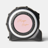 Minimalistisch monogram schrift roze rolmaat (Voorkant)