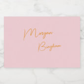 Minimalistisch monogram schrift roze sparkling wijnetiket (Enkel label)