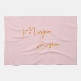 Minimalistisch monogram schrift roze theedoek