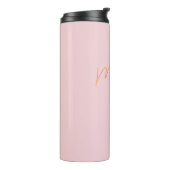 Minimalistisch monogram schrift roze thermosbeker (Gedraaid links)
