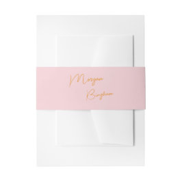 Minimalistisch monogram schrift roze uitnodigingen wikkel