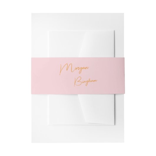 Minimalistisch monogram schrift roze uitnodigingen wikkel (Voorkant Voorbeeld)