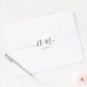Minimalistisch Monogram Script Aangepaste trouwdat Hart Sticker (Envelop)