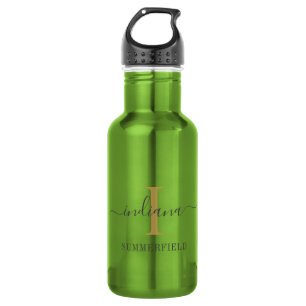 Minimalistisch Monogram Script Naam Modern Goud Gr Waterfles