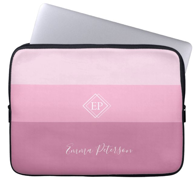 Minimalistisch Monogram Script Naam Pinky Laptop Sleeve (Voorkant)