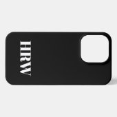 Minimalistisch monogram serif initialen vast zwart iPhone hoesje (Achterkant horizontaal)