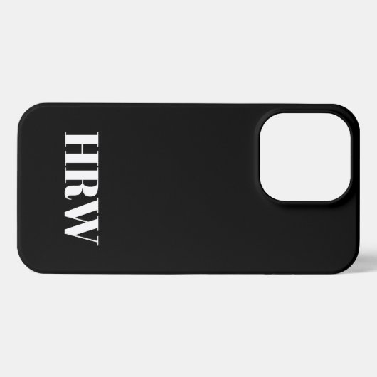 Minimalistisch monogram serif initialen vast zwart iPhone hoesje (Achterkant horizontaal)