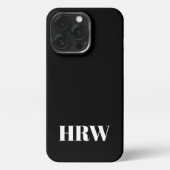 Minimalistisch monogram serif initialen vast zwart iPhone hoesje (Achterkant)