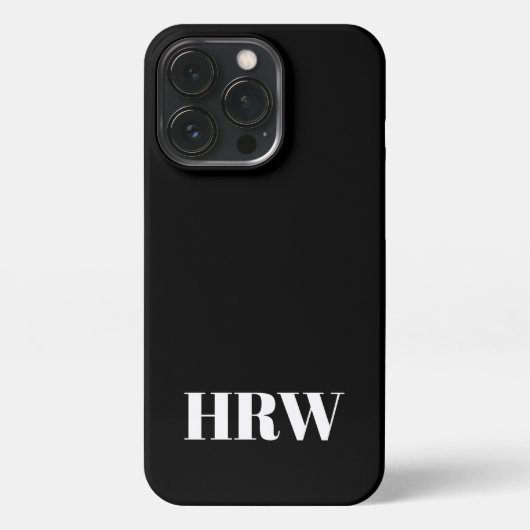 Minimalistisch monogram serif initialen vast zwart iPhone hoesje (Achterkant)