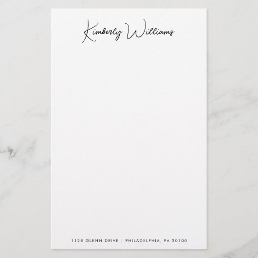 Minimalistisch Monogram Signature Script gepersona Briefpapier (Voorkant)