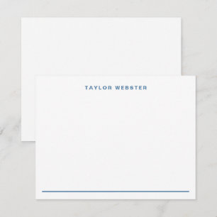 Minimalistisch Monogram Stofblauw Rand Vet Type Notitiekaartje