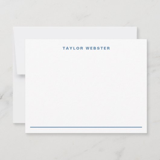 Minimalistisch Monogram Stoffig Blauw Rand Vet Typ Notitiekaartje (Voorkant)