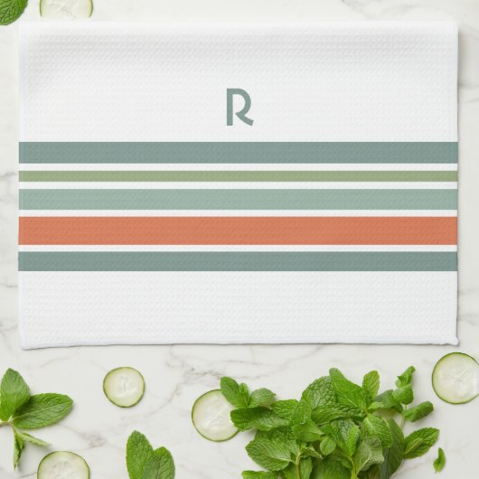 Minimalistisch monogram strepen theedoek (Gevouwen)