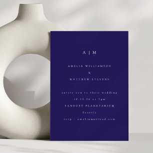 Minimalistisch Monogram Trendige Blauwe Moderne Tr Kaart