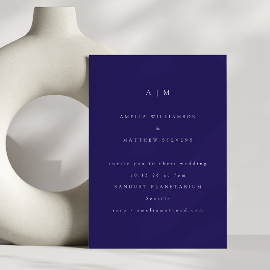 Minimalistisch Monogram Trendige Blauwe Moderne Tr Kaart