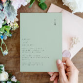 Minimalistisch monogram Trendy Chic Pistachio Wedd Kaart