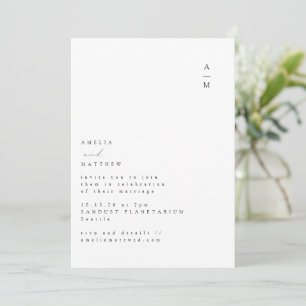 Minimalistisch monogram Trendy Chic Typography Wed Kaart
