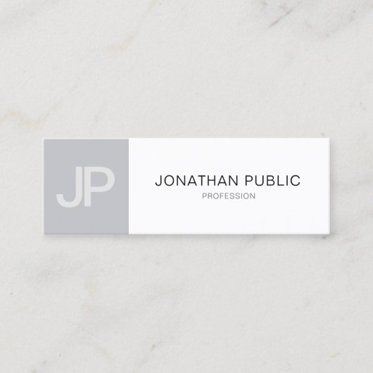 Minimalistisch monogram Trendy Modern Gray White P Mini Visitekaartje (Voorkant)
