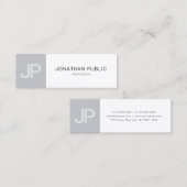 Minimalistisch monogram Trendy Modern Gray White P Mini Visitekaartje (Voorkant / Achterkant)