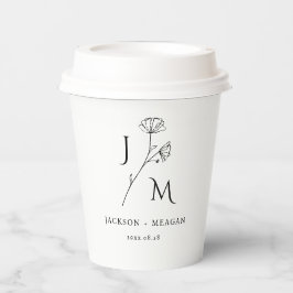 Minimalistisch Monogram Trouw Bruidsfeest Papieren Bekers