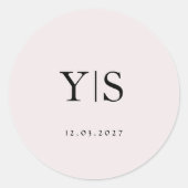 Minimalistisch Monogram Trouw Persoonlijke Initial Ronde Sticker (Voorkant)