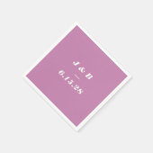 Minimalistisch Monogram Trouw Stof Paars Aangepast Servet (Hoek)