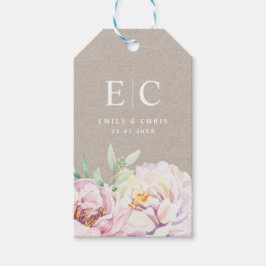 Minimalistisch Monogram Trouwbloem Vintage Cadeaulabel