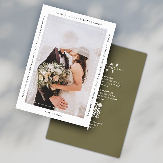 Minimalistisch Monogram Trouwen Donker Taupe Moder Save The Date