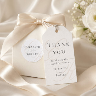 Minimalistisch Monogram Trouwgunst Gift Tag Cadeaulabel
