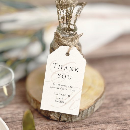 Minimalistisch Monogram Trouwgunst Gift Tag Cadeaulabel