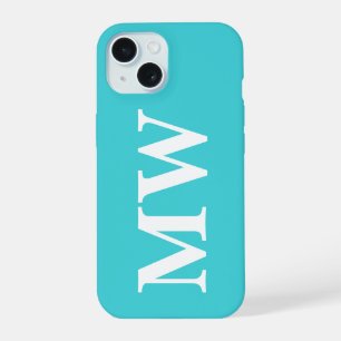 Minimalistisch Monogram Turquoise Blau Initiaal Mo iPhone 15 Case