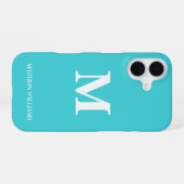 Minimalistisch Monogram Turquoise Blau Initiaal Mo iPhone 16 Hoesje (Achterkant horizontaal)