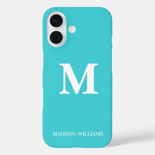 Minimalistisch Monogram Turquoise Blauw Initiaal M Case-Mate iPhone Case (Achterkant)