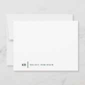 Minimalistisch Monogram Typografie Groen Vlak Notitiekaartje (Voorkant)