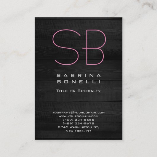 Minimalistisch monogram van de Elegant Grey Wood Visitekaartje (Voorkant)