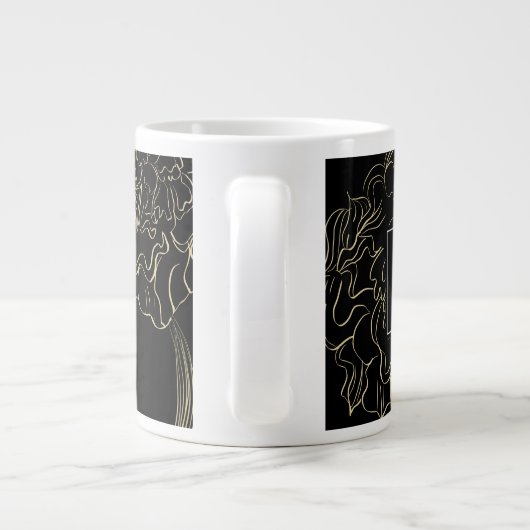 Minimalistisch monogram van de Floral Hand Grote Koffiekop (Achterkant)