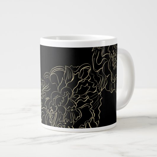 Minimalistisch monogram van de Floral Hand Grote Koffiekop (Voorkant rechts)