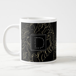 Minimalistisch monogram van de Floral Hand Grote Koffiekop