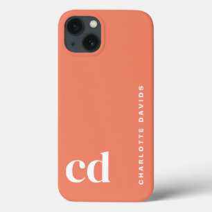 Minimalistisch monogram van koraalperziken Case-Mate iPhone case