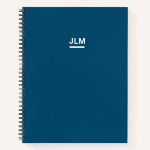 Minimalistisch Monogram Vet Wit Marineblauw Notitieboek