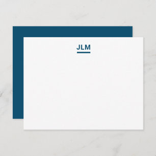 Minimalistisch monogram - Vette marineblauw - Typo Notitiekaartje